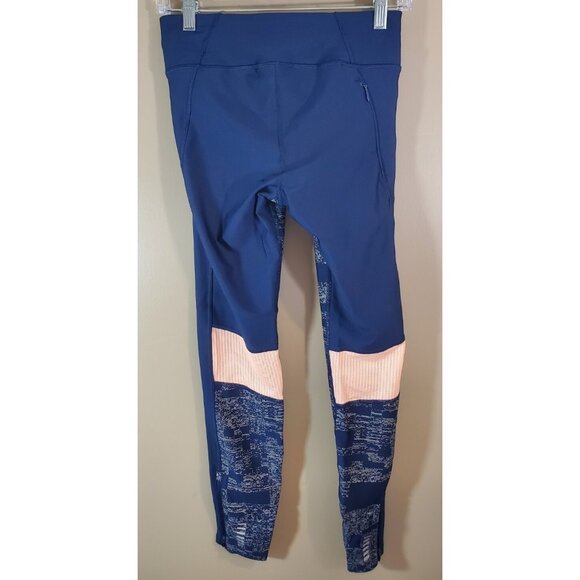 Women's Under Armour Blue & Pink Compression Heatgear Leggings Size M Ankle Zip - Picture 5 of 13